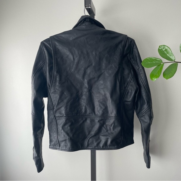 Vintage FMC Genuine 100% Leather Biker Moto Jacket 90s Black Womens Small - Picture 4 of 16